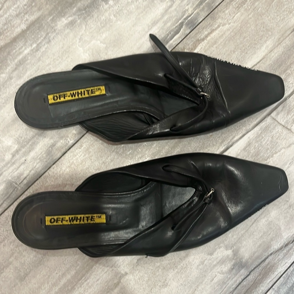 OFF- WHITE black slide in flats